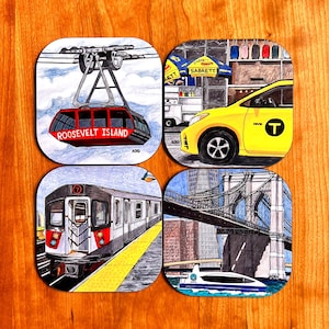 NYC Transit Coasters Set of 4:  Fun New York City Gift