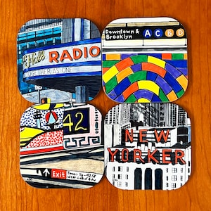Coasters - Set of 4 New York City Coasters of Midtown  - NYC Coasters - New York City Gift - NYC Gift, New York Art