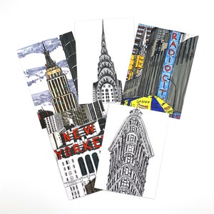 Notecards - Conjunto de 5 cartões em branco sortidos de Nova York - Desenhos à mão exclusivos e divertidos da cidade de Nova York - Presente da cidade de Nova York - Cartões de Nova York