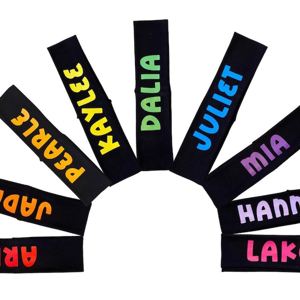 Black Personalized Headbands - One Size Fits All -