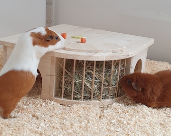 Cabaña para cobayas con heno 80001