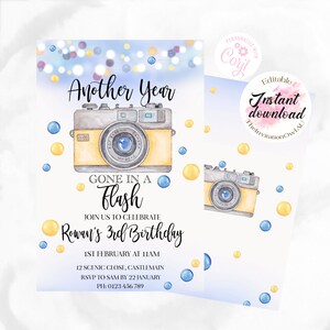 Invitación "Desaparecido en un instante", plantilla editable de 12,7 x 18,8 cm o 10,1 x 15,2 cm, para fiesta de cumpleaños, segundo cumpleaños, tercer cumpleaños, cumpleaños de adolescente.