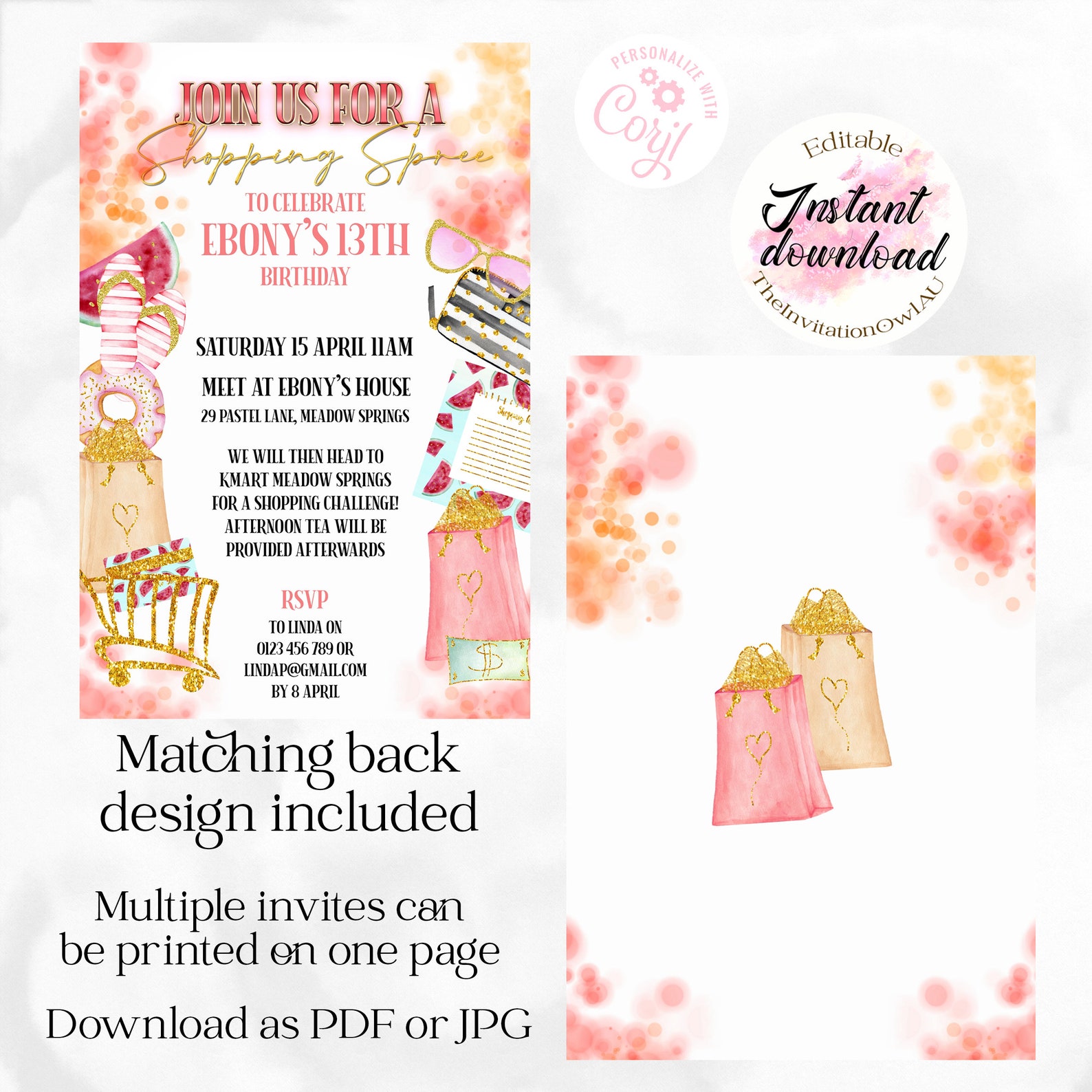 Kmart Shopping Challenge Invitation. Instruction Sheet Included