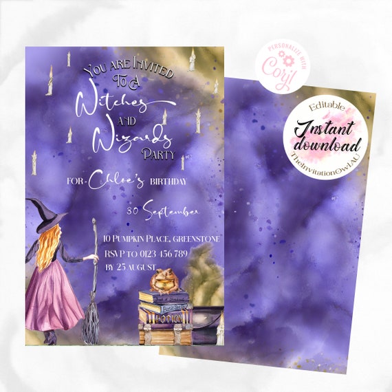 Editable, Personalized Wizard Birthday Party Invitation Wizard Template,  Invitation Letter -  Australia