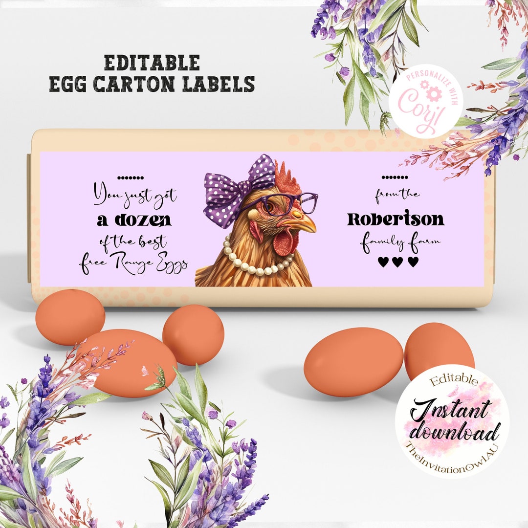 Editable Egg Carton Label Template Digital Design for Personalisation Editable Egg Carton Label Template Digital Design for Personalisation