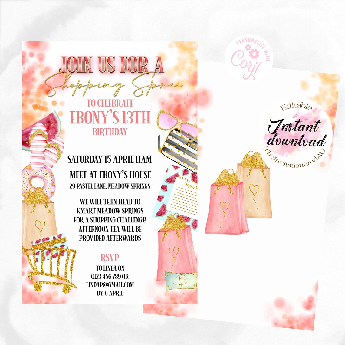 Kmart Shopping Challenge Invitation. Instruction Sheet Included