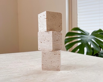 Deko Würfel/ Briefbeschwerer /minimalistische Dekoration im Set aus Travertin in Beige Natura 4,8x4,8x5cm (DIY/zum Bemalen/Basteln geeignet)