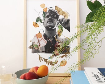 Floral Collage| Original Artwork Handmade Plant Themed | Mixed Media with Dried Pressed Flowers | Wall Decoration | Dancing Poppies