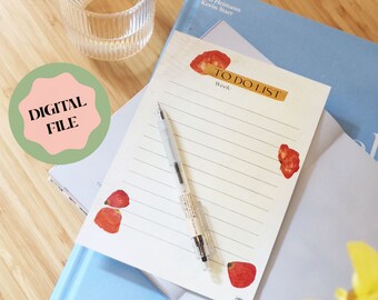 To Do List | Printable | Digital Download Organizaer | Planner with botanical motifsr | Pressed Poppy Petals