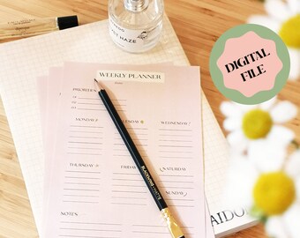 Weekly Planner | Printable To Do List | Checklist in Pastel Colors