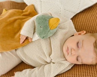Personalized Mallard Duck Lovey: Soft Muslin Baby Pacifier Holder