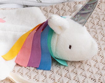 Coperta personalizzata a forma di unicorno per neonati: nome ricamato, copertina color pastello