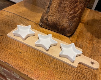 Wooden Tray with 3 star dishes