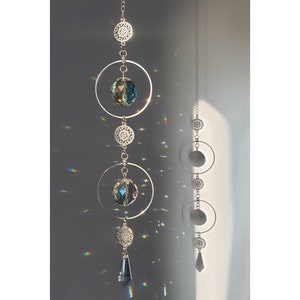 Suncatcher sun catcher light catcher rainbow glass beads window decoration mandala silver