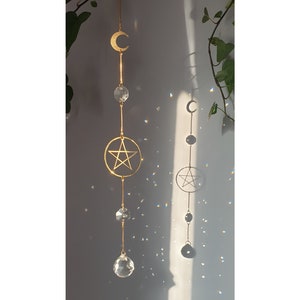 Pentagram Suncatcher Suncatcher Lightcatcher Rainbow Glass Beads Window Decoration Pentacle Witch Wicca Moon