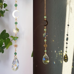 Aventurin Suncatcher mit Edelstein Perlen | Handgemachter Regenbogen Lichtfänger | Geschenkidee zum Geburtstag , Weihnachten oder Einzug