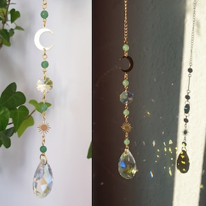 Aventurine Suncatcher Suncatcher Lightcatcher Rainbow Glass Beads Window Decoration Sun Moon Pendant Gemstone