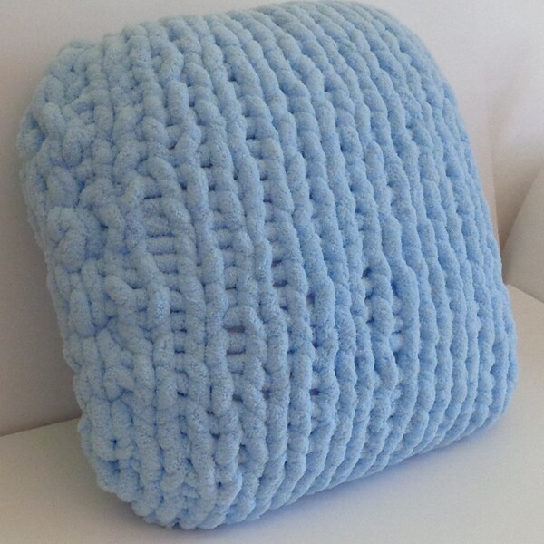 Blue Knit Pillow Etsy