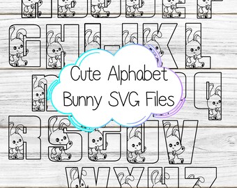 Cricut SVG-Dateien | Digitale Schnittdateien fürDIY-Projekte | Sofort Download - Osterhase Alphabet Buchstabe Monogramm