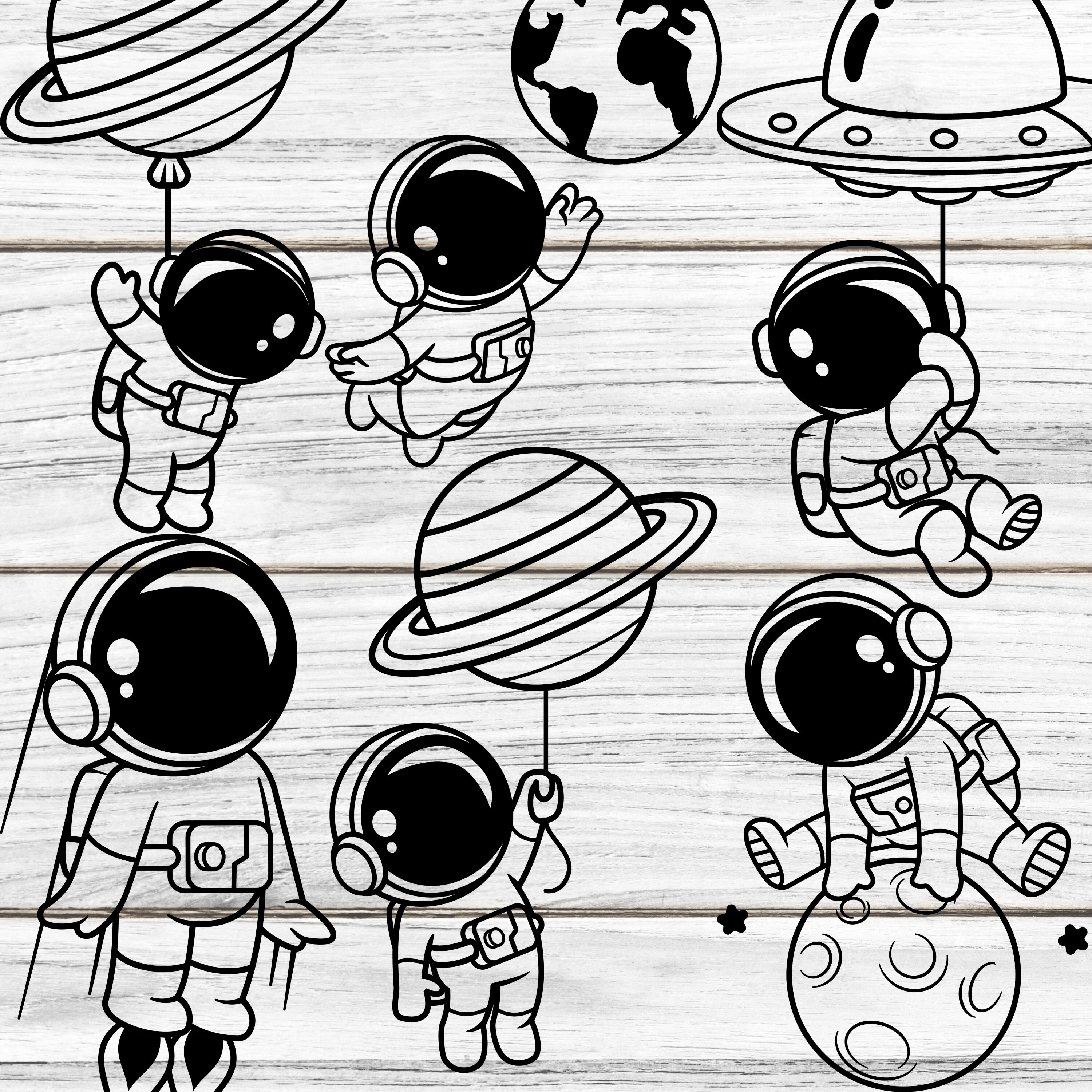 Cute Space Theme Cricut PNG Cut Files | Transparent Image | Instant ...