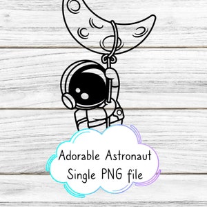 Tema bonito da lua espacial Arquivo de corte PNG Cricut | Imagem Transparente | Download Digital Instantâneo | Espaço bebê astronauta único astronauta PNG