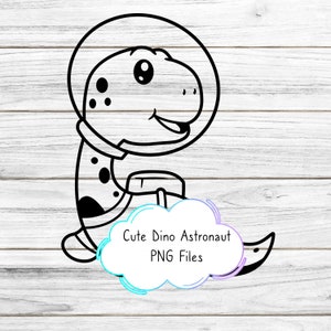 cute space Dino theme Cricut PNG  cut file | Transparent Image  | Instant Digital Download | Space baby Dino Astronaut Single Astronaut PNG