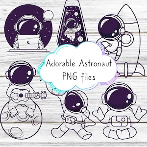 Cute Astronaut Space Helmet Galaxy Moon Bundle Theme - arquivos PNG prontos para Cricut