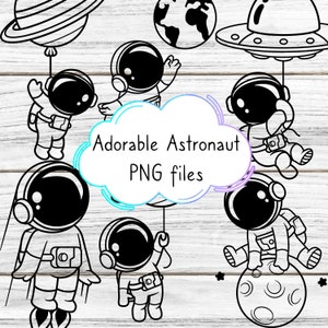 tema spaziale carino File tagliati Cricut PNG / Immagine trasparente / Download digitale istantaneo / Pacchetto Space Baby Astronaut Rocket Moon