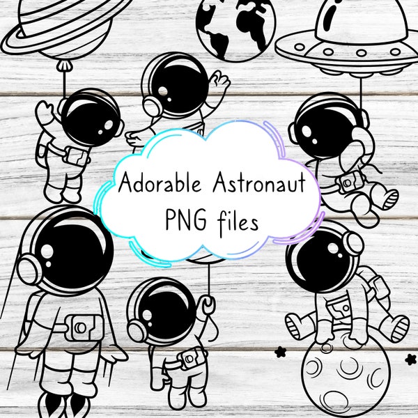 cute space theme Cricut PNG  cut files | Transparent Image  | Instant Digital Download | Space baby Astronaut Rocket Moon Bundle
