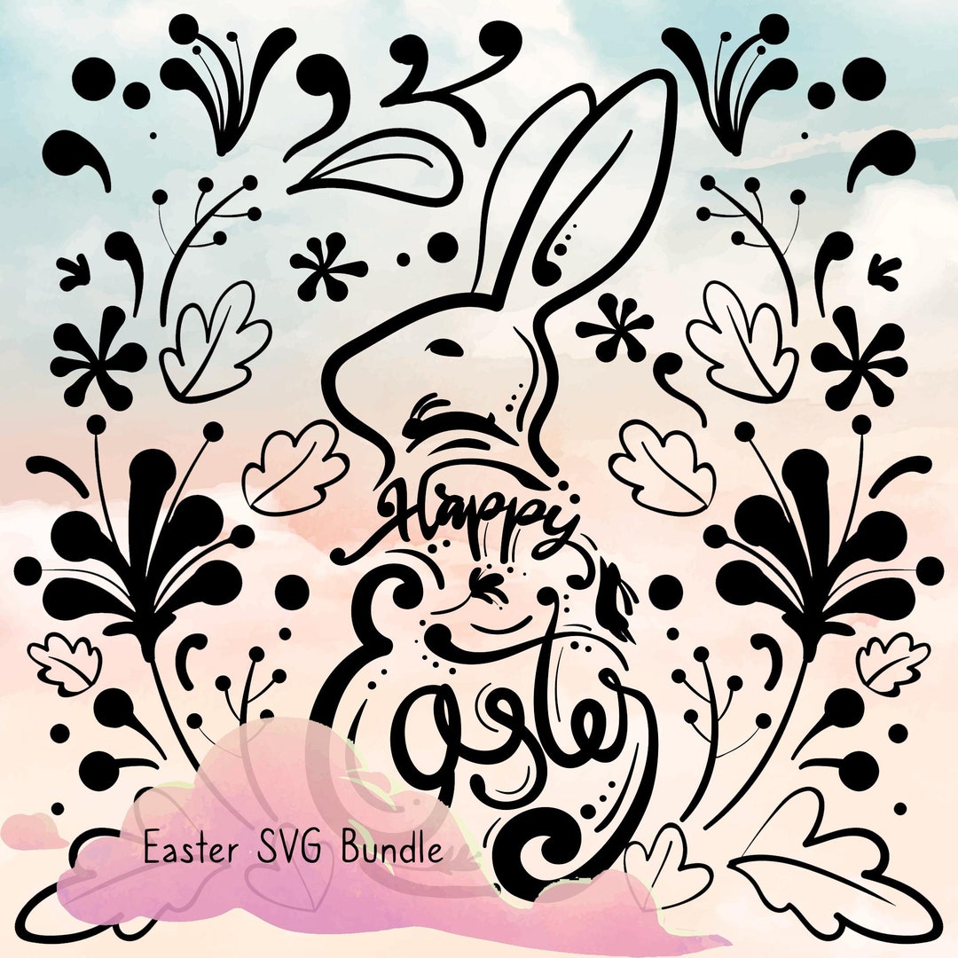 Adorable Bunny SVG - Happy Easter Bunny Rabbit Cricut Bundle - Instant ...