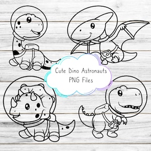 tema de espaço fofo Dino Cricut PNG arquivos cortados | Imagem Transparente | Download Digital Instantâneo | Pacote Space Dino Baby Astronaut Rocket Moon