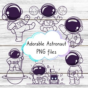 süßes Weltraum-Thema Cricut PNG Dateien | Transparentes Bild | Sofortiger digitaler Download | Space baby Astronaut Rakete Mond Bundle