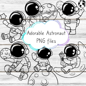 Niedliches Astronaut Space Helm Galaxy Moon Theme Bundle - PNG Dateien bereit für Cricut