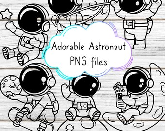 Cute Astronaut Space Helmet Galaxy Moon Bundle Theme - PNG files ready for Cricut