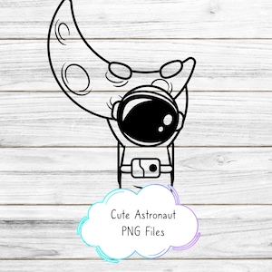 niedliche Weltraum Thema Cricut PNG geschnitten Datei | Transparentes Bild | Sofortiger digitaler Download | Weltraum Baby Astronaut Einzel Astronaut PNG