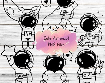 Cute Astronaut PNG Files for Cricut - Kids Baby Astronaut Space outerspace bundle 2