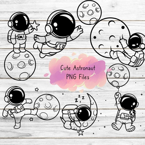 Cute Astronaut Spaceman on Moon Space PNG Files for Cricut - Kids Space outerspace Bundle 3