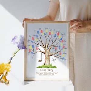 Teacher Appreciation Gift print | Fingerprint Tree Personalized | End of Year Teacher | Class Art Gift | Helping Me Grow | Teacher Thank You