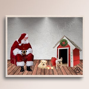 Santa Custom Pet Portrait 2021, Dog Pictures with Santa, Pictures with Santa for Dogs 2021