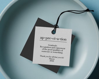 Appreciation Definition Gift Tag, Custom Gift Tags, Definition Printable Template, Teacher Appreciation Day Tags