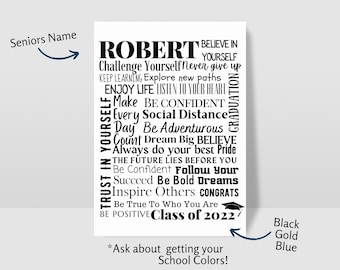 High School Graduation Gifts, Keepsake Graduation Print, Class of 2022 Senior Gift