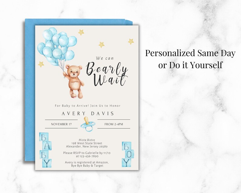 We Can Bearly Wait Baby Shower Invitation, Bearly Wait Shower