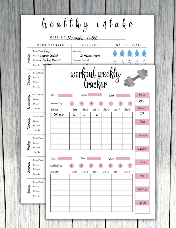 Fitness Planner, Workout Calendar, Weekly Workout, Diet Log