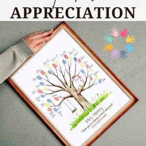 Personalisierter Fingerabdruck-Baum: Geschenk für Lehrer (Digitale Datei)