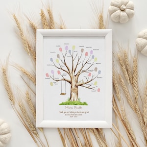 Fingerprint Tree Teacher Appreciation Gift Classroom Keepsake Digital Download Printable Art Student Handprint Class Piece Retirement