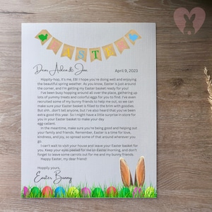 Carta personalizada del conejito de Pascua para niños, sorpresa de Pascua para niños, carta personalizable, recuerdos del conejito de Pascua, regalo de Pascua asequible