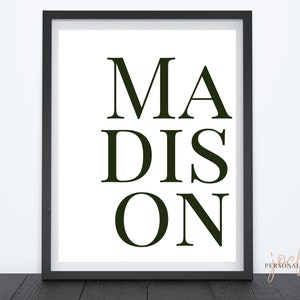 Personalised Name Print • Nursery Print, Bedroom Print, Printable Name Sign, Name Bedroom Decor, Custom Name Print