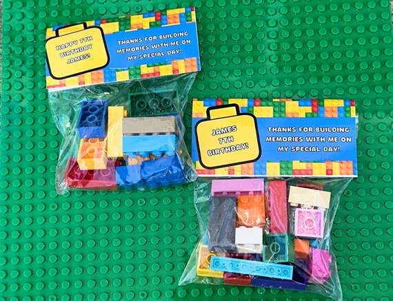 Building Block Party Favor Bags Set of 12 Lego Party Favors Building Blocks Lego Birthday Building Blocks Party Class Party Favors Etsy