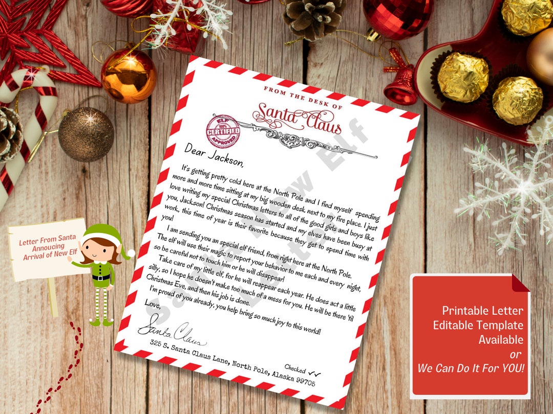 Editable Letter From Santa, New Elf Arrival Letter From Santa ...
