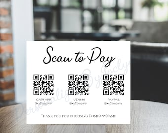 QR-codemaker, scan-to-pay-bord, marketing voor kleine bedrijven, CashApp Paypal Venmo-bord, aanpasbare QR-code afdrukken, downloaden